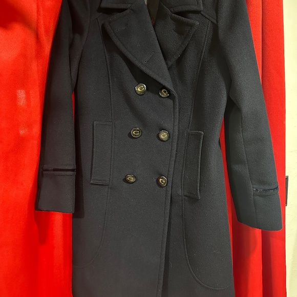 COACH VINTAGE PEA COAT..BUTTON CLOSUER...NAVY BLUE..EUC..SIZE MEDIUM - Picture 1 of 11